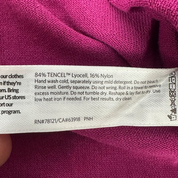 Eileen Fisher Womens XS Magenta Long Sleeve Lightweight Sweater Tencel Blend - Picture 4 of 4